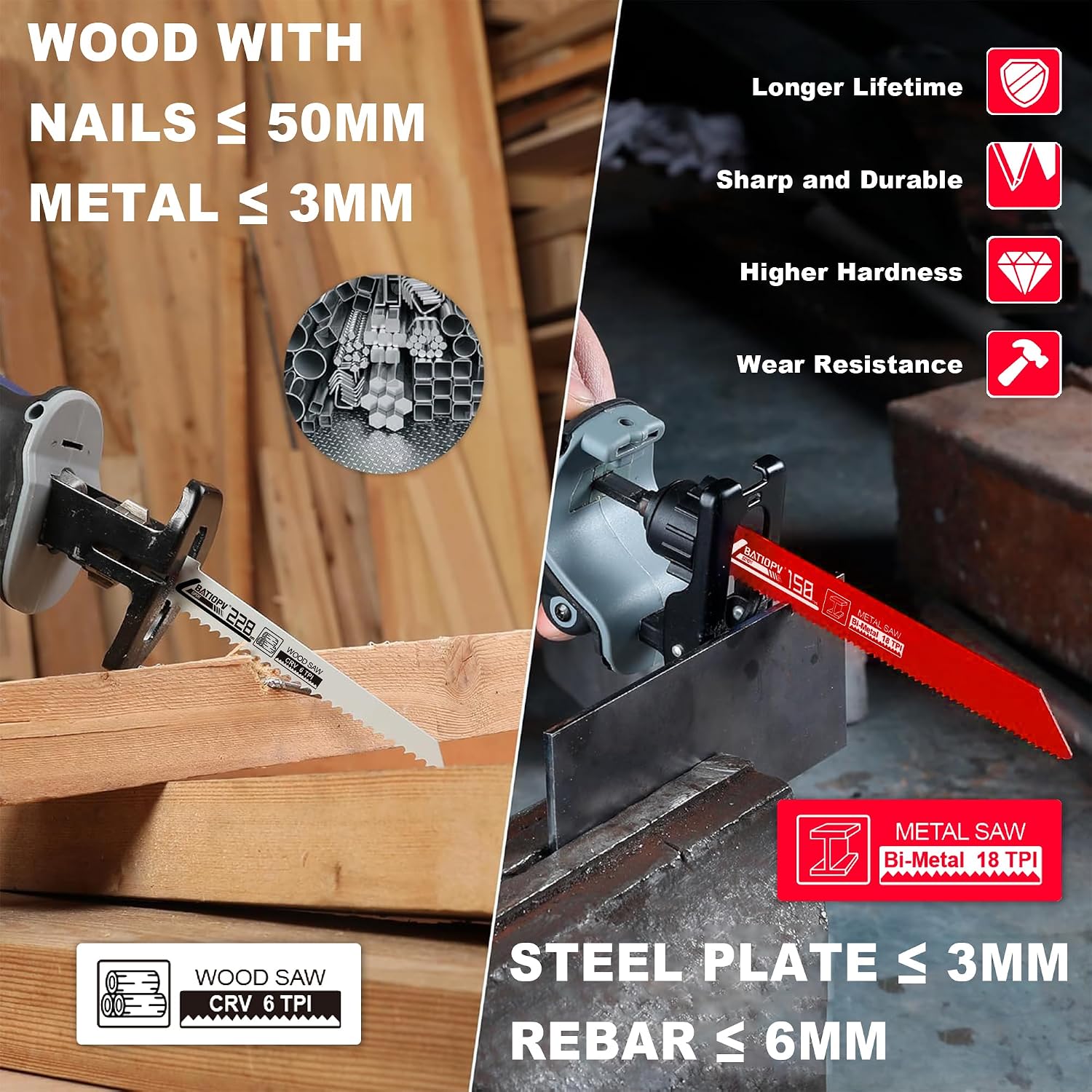 Thumbnail 5 de BATIOPV Reciprocating Saw Blades, 32-piece