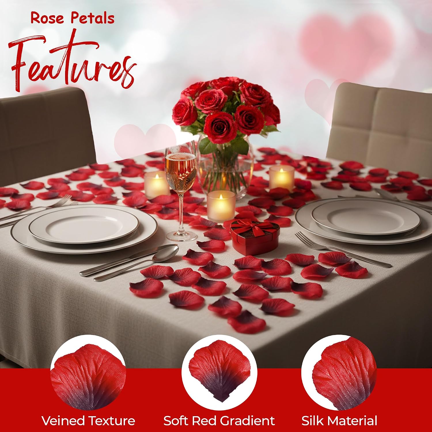 Thumbnail 4 de Valentines decoration set, 1000 fake rose petals
