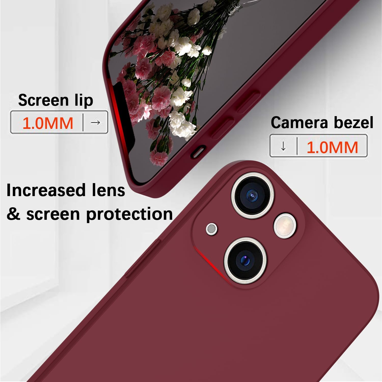 Thumbnail 2 de KPPIT iPhone 15 Case Silicone – Claret Red, 6.1-inch, Silk-Soft, Microfiber Lining