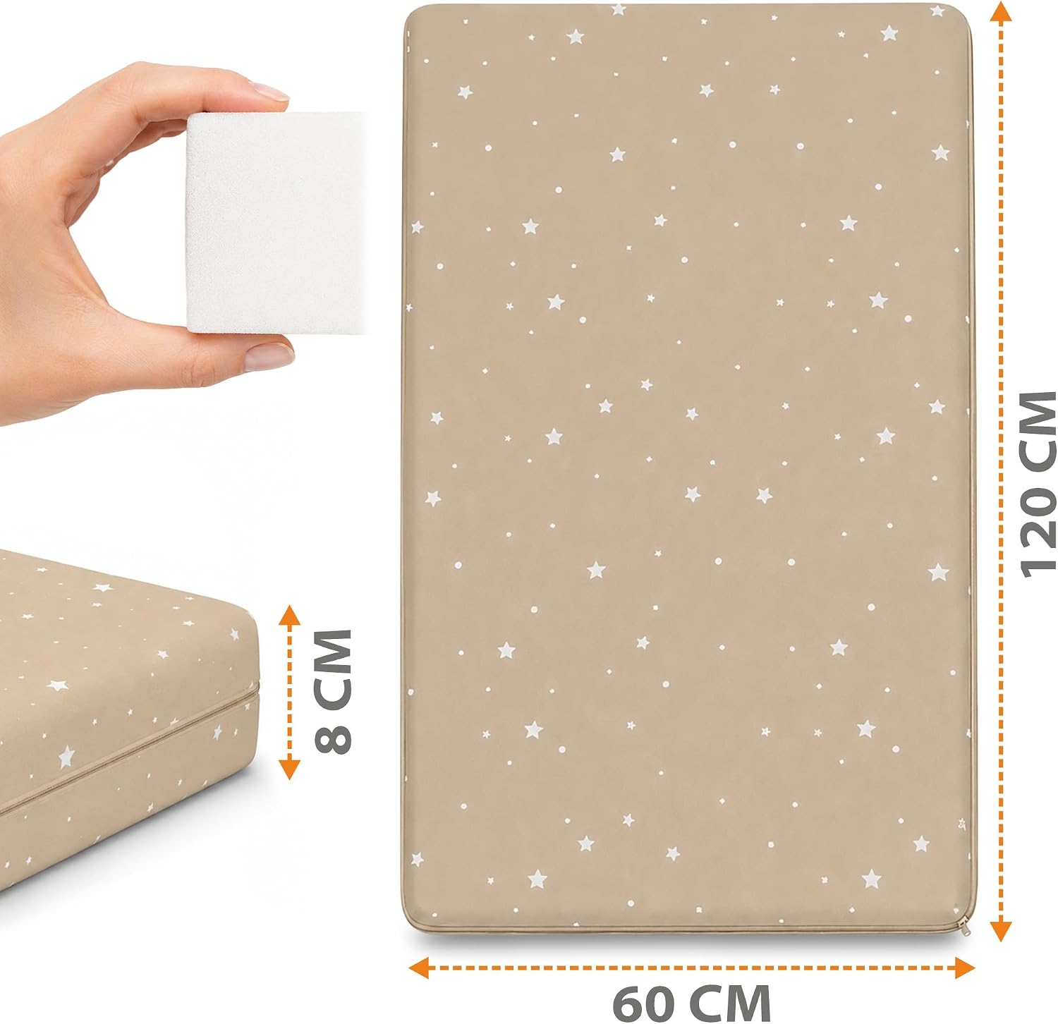 Detalle 2 de Totsy Baby babymatras 60 x 120 cm van schuim met ademende, wasbare hoes