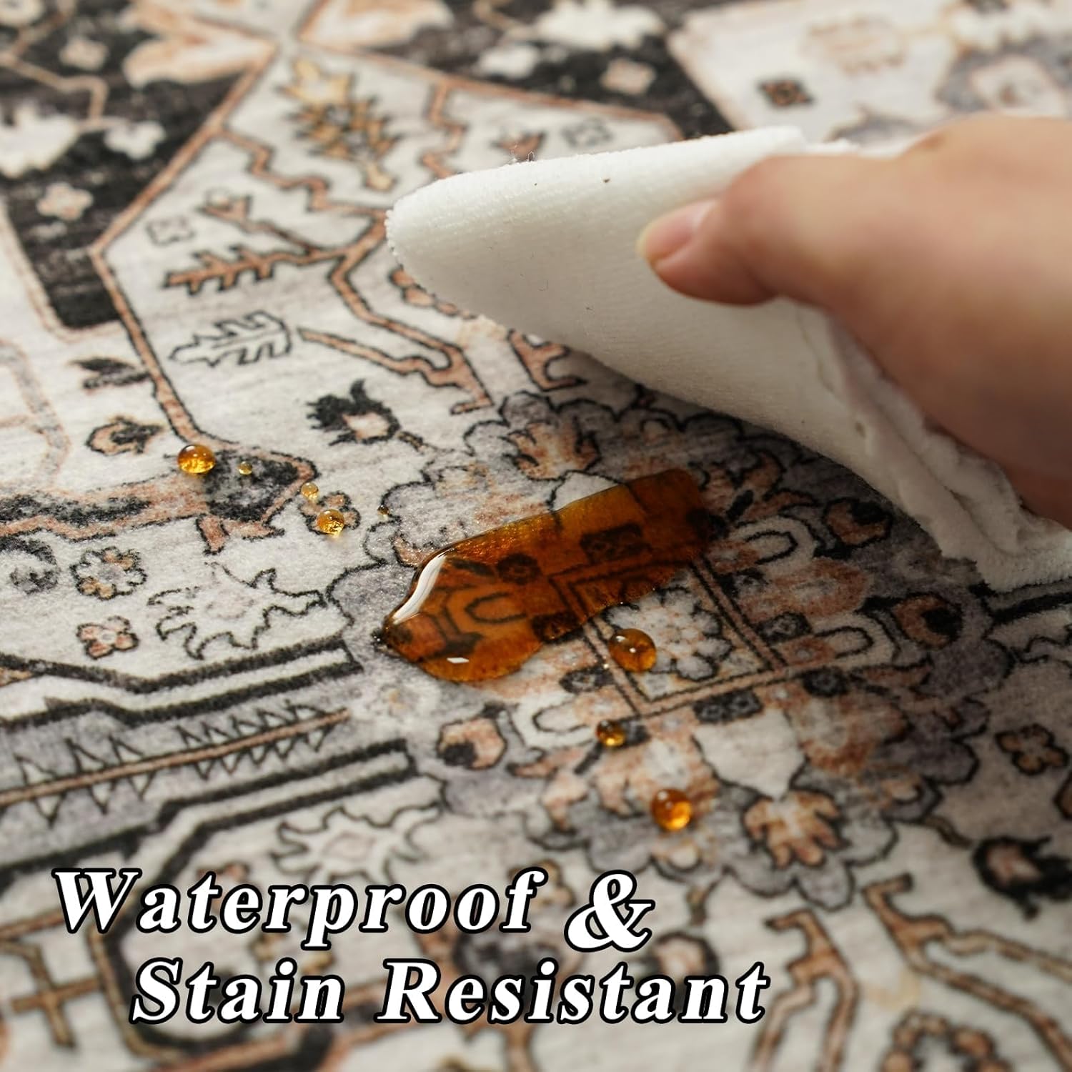 Thumbnail 4 de RUUGME Washable 11x15 Area Rug – Large Vintage Rug with Non-Slip Backing, Stain Resistant, Indoor Carpet for Bedroom or Dining Room