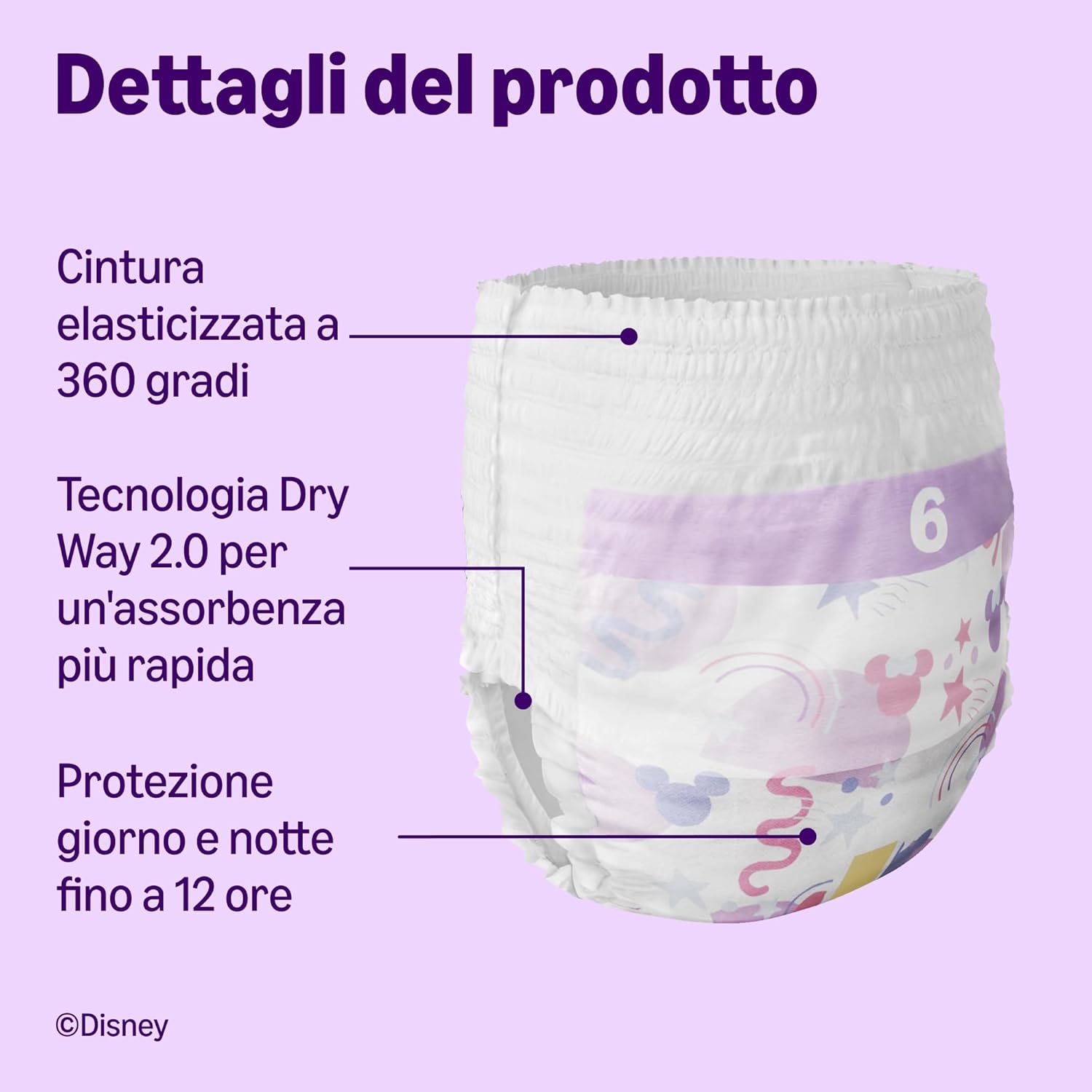 Thumbnail 2 de Pannolini Mutandina Disney Taglia 6 (oltre i 15 kg) – 60 pezzi, Disney, Healthcare by Amazon
