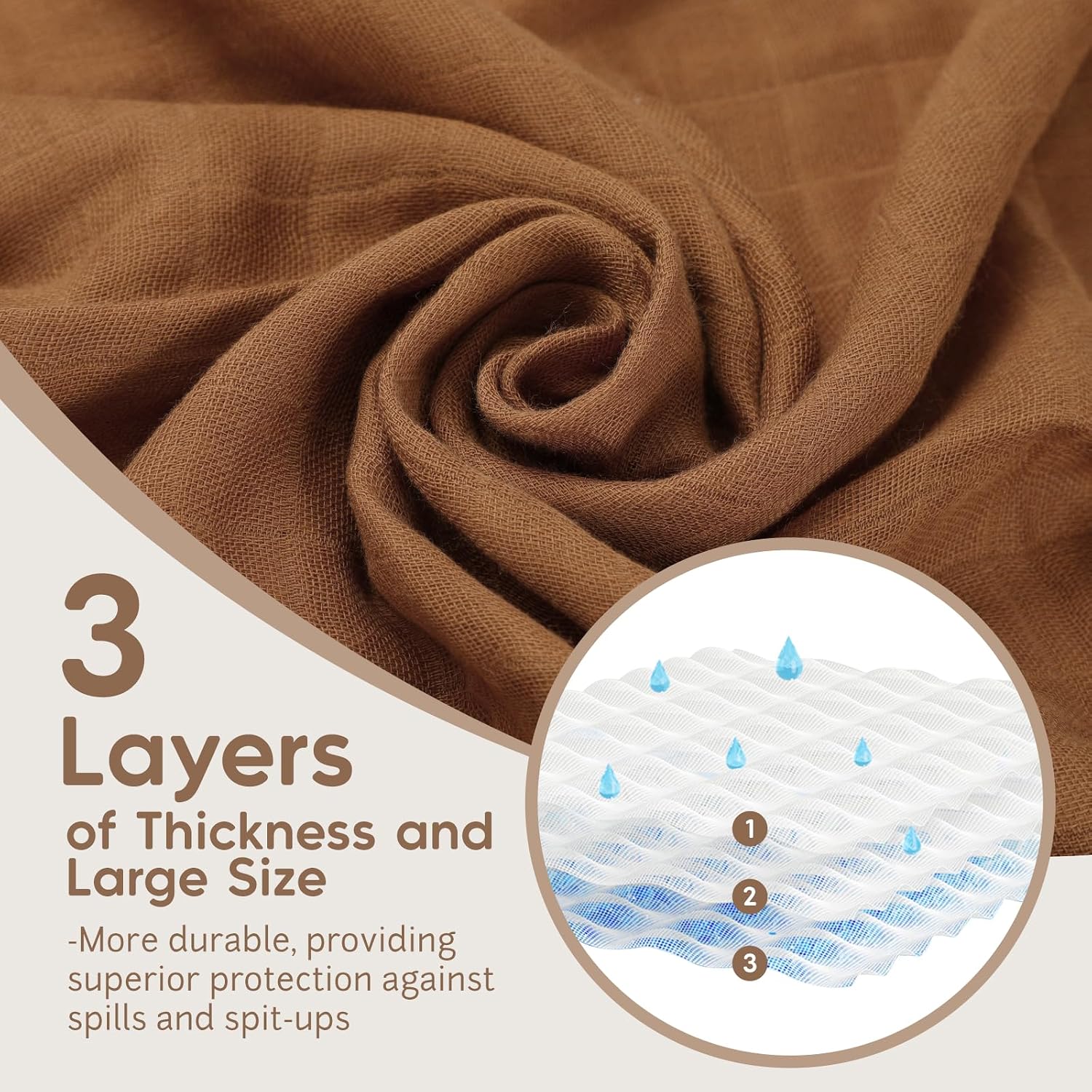 Thumbnail 1 de Maliton 3-Layer Extra Absorbent Baby Muslin Squares – 6 Pack 70x70cm, Dessert Prints