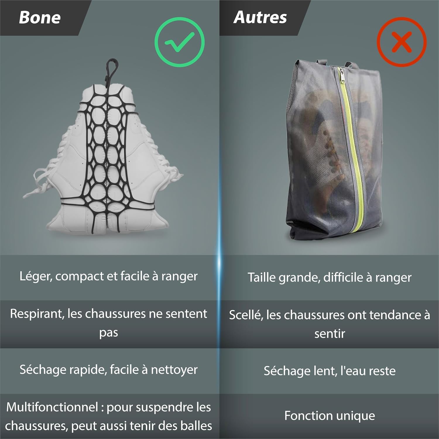 Thumbnail 4 de Bone Shoe Tie : housse en silicone légère et compacte pour transporter et sécher vos chaussures