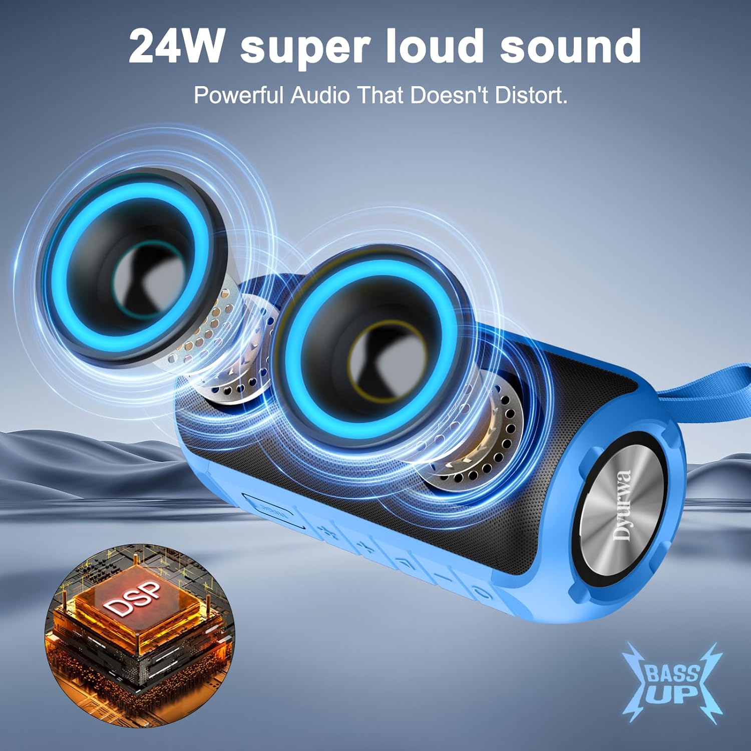 Thumbnail 1 de Dyurwa Portable Bluetooth Speaker (24W stereo, Bluetooth 5.3, 12H playtime, IPX6 waterproof, RGB lights)
