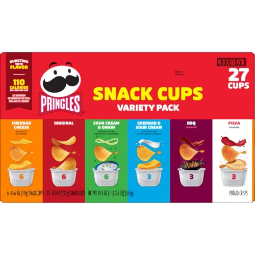 Detalle 2 de Pringles Potato Crisps Chips Lunch Snacks Variety Pack (19.5oz Box, 27 Cups)