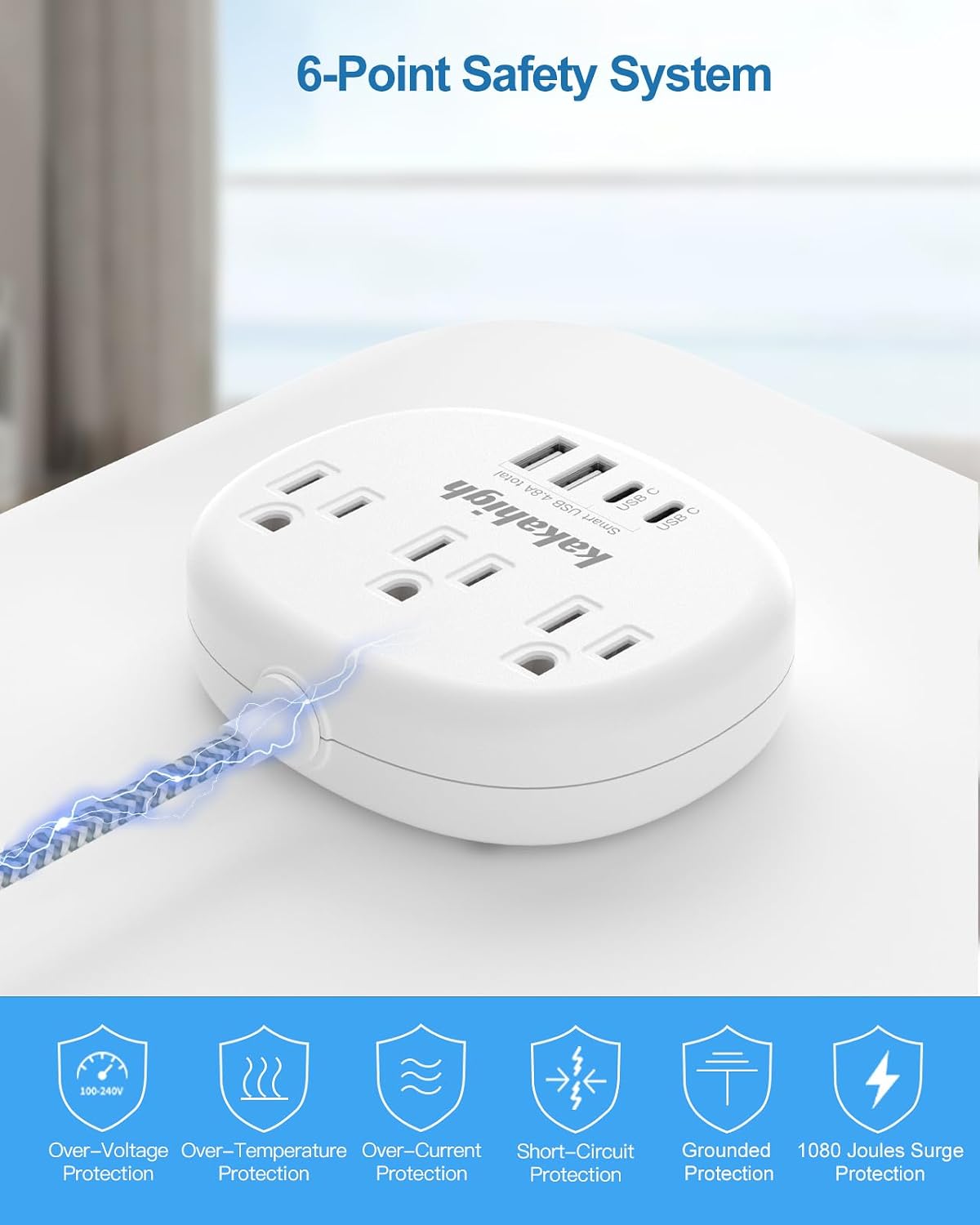 Thumbnail 6 de kakahigh 771 Power Strip with 3 AC Outlets, 4 USB Ports and USB-C