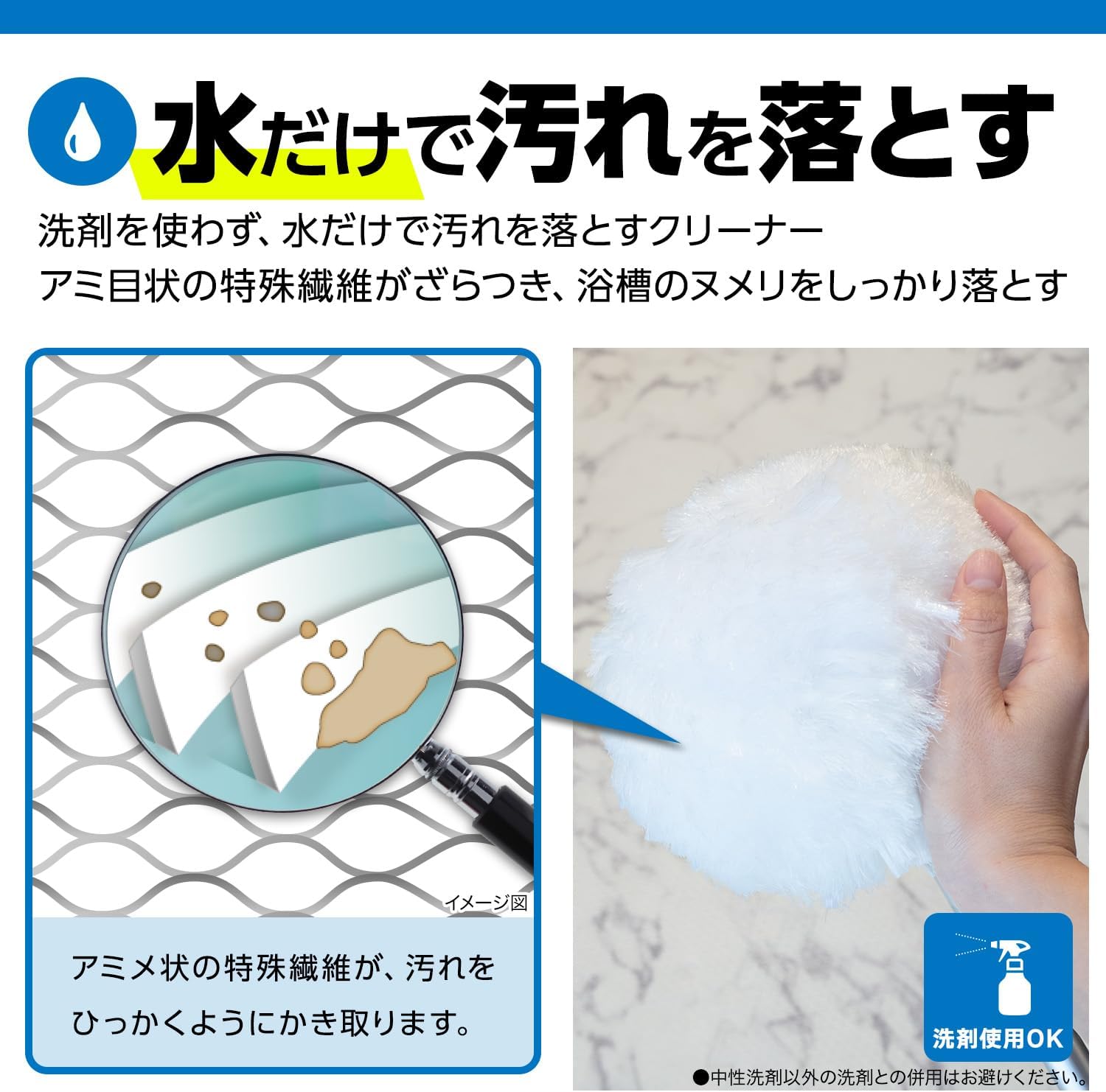 Detalle de 激落ちくん S01511 お風呂用スペアブラシ 2個入 水だけで汚れやヌメリをかき取る