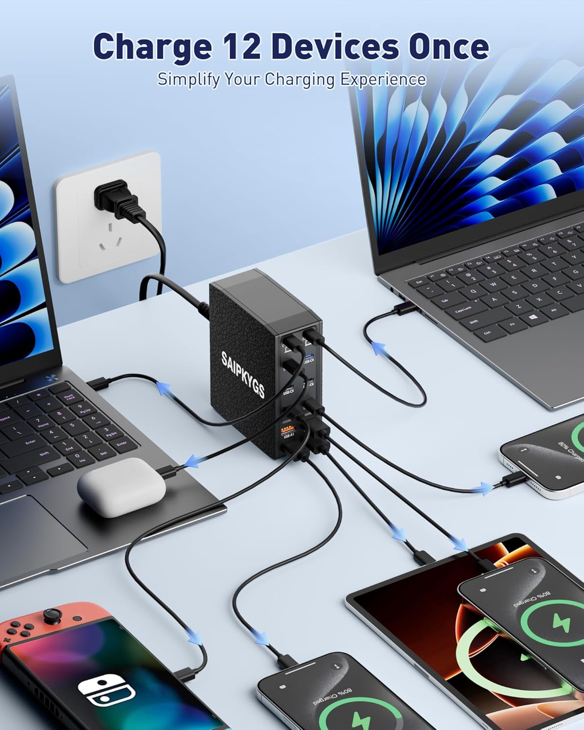 Detalle 2 de USB Charging Station 800W 12-Port USB C Charger