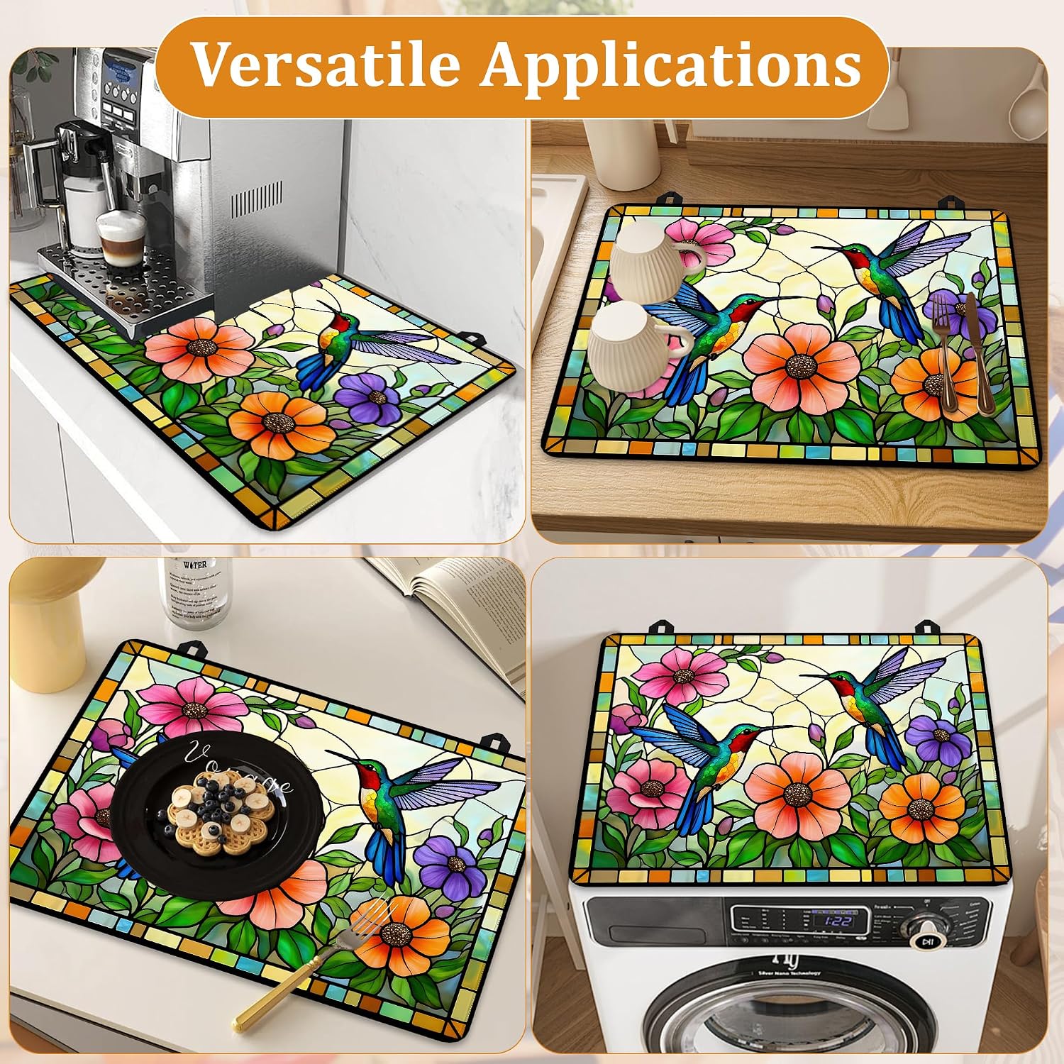 Thumbnail 6 de YIKTI Vintage Hummingbird Stove Top Cover, 28 x 20 Inch, Heat-Resistant