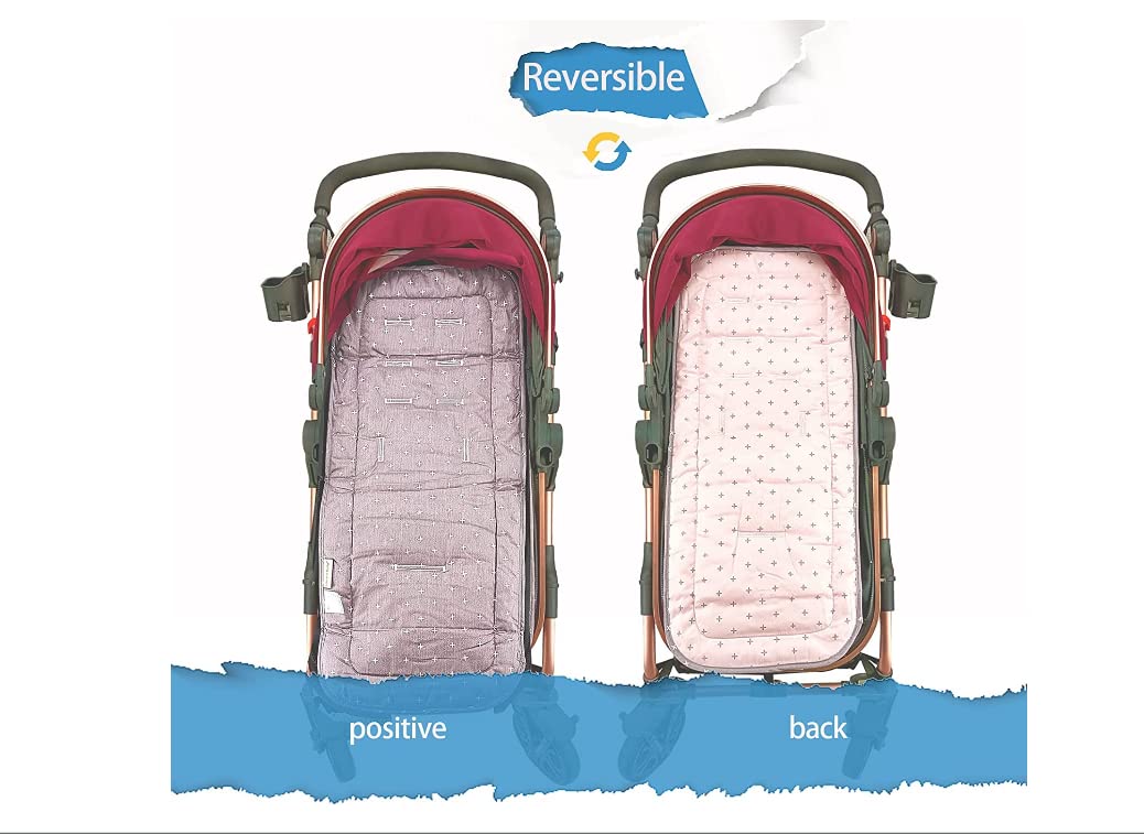 Thumbnail 1 de Baby Sitzauflage für Kinderwagen – weiche, reversible Baumwolle-Einsätze 34x78 cm