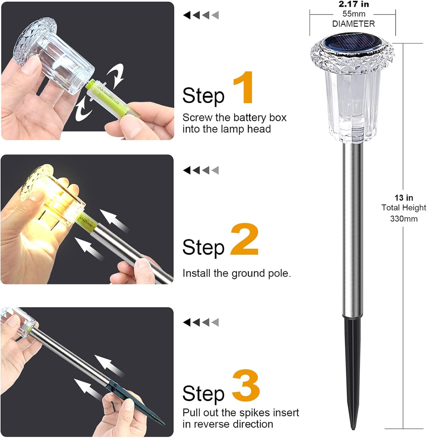 Thumbnail 3 de Aourow Lampade Solari da Giardino per Esterni (6 pezzi) con luce calda, accensione automatica e IP65