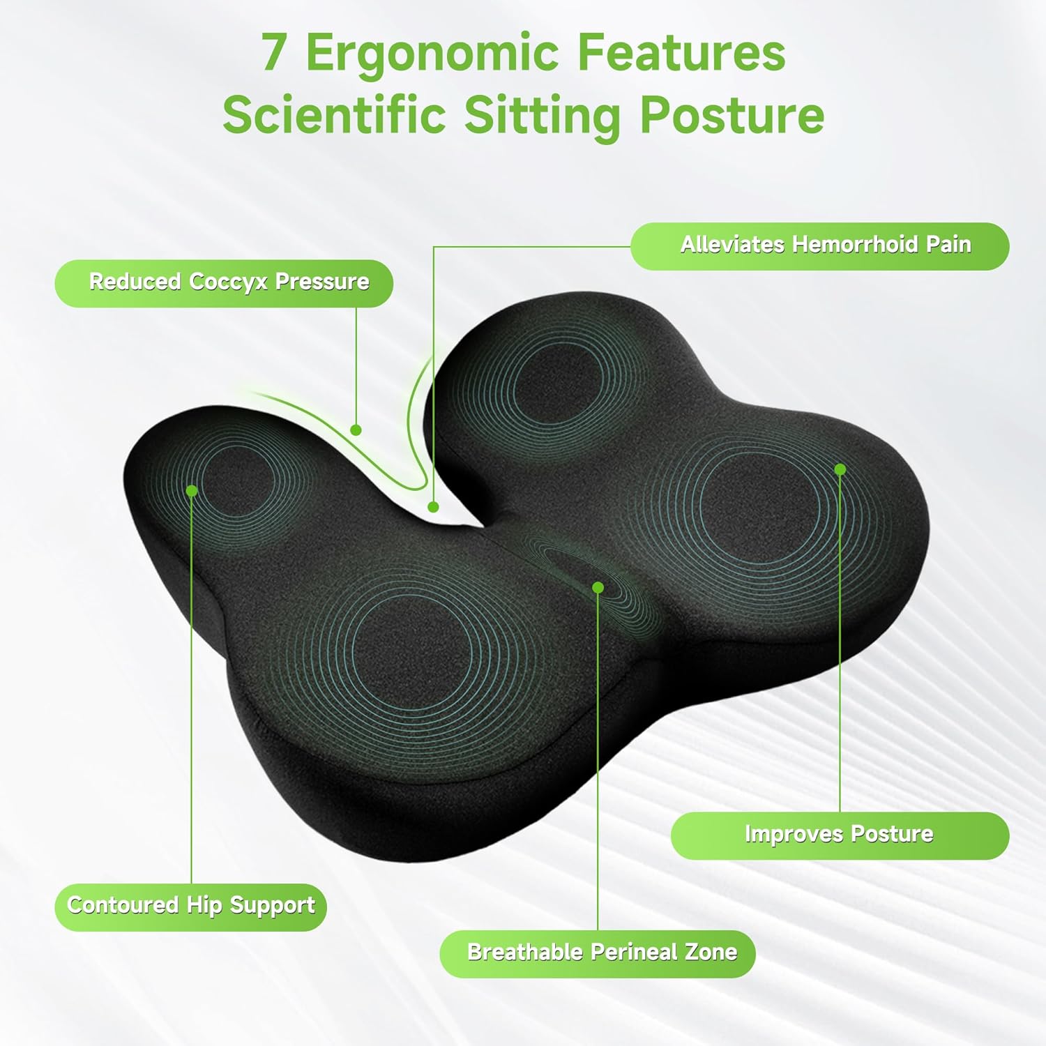 Detalle de Coussin Coccyx – Coussin Chaise Bureau Ergonomique avec Ouverture Centrale et Mousse à Mémoire de Forme