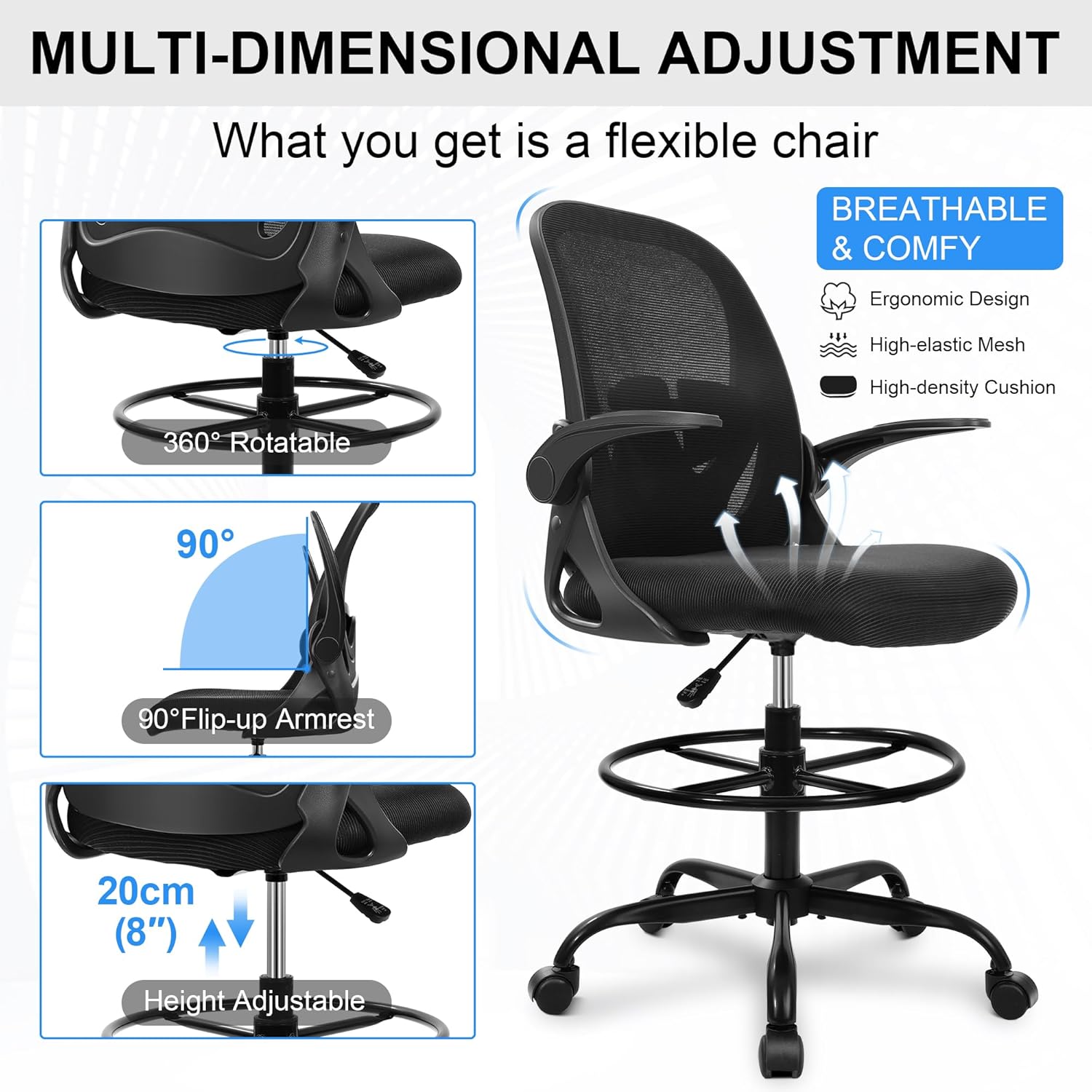 Thumbnail 6 de Primy Drafting Chair Tall with Footrest