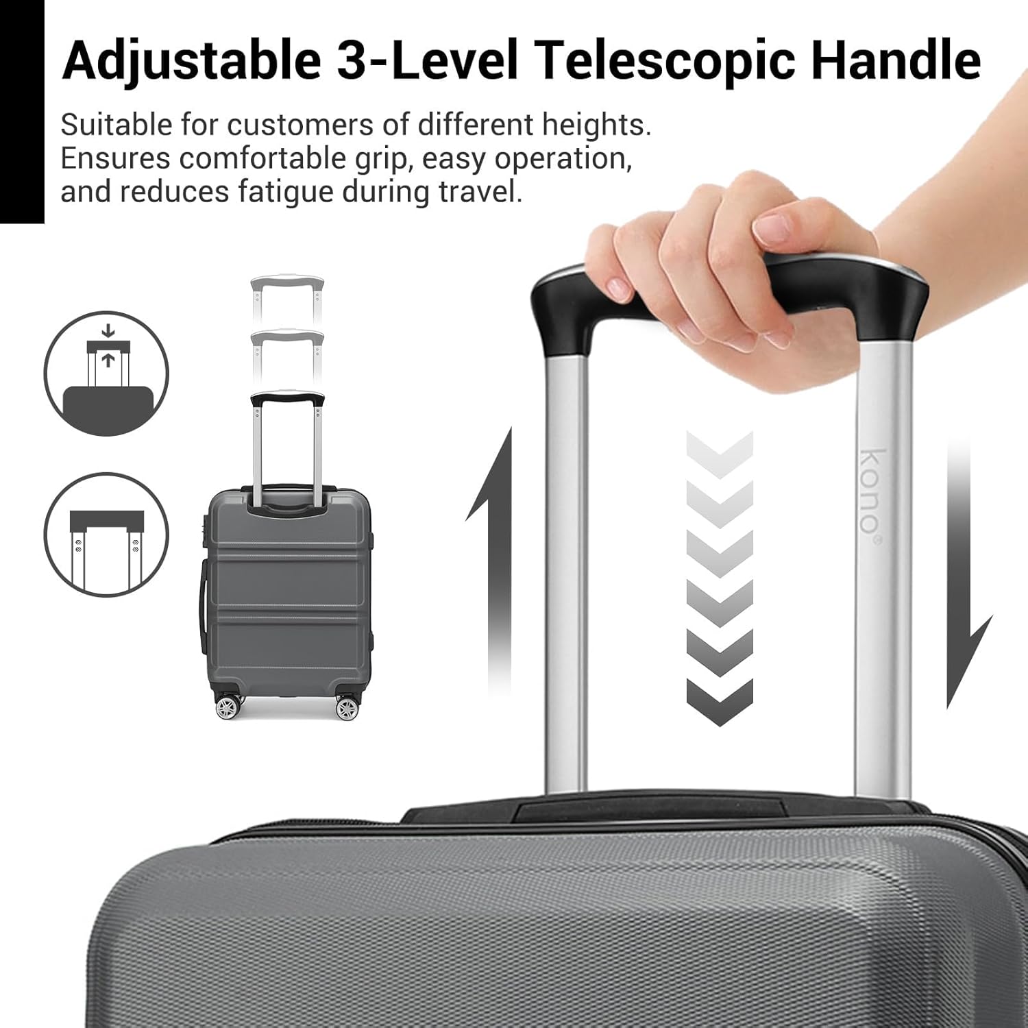 Thumbnail 6 de Kono Fashion Hand Luggage lightweight ABS+PC suitcase