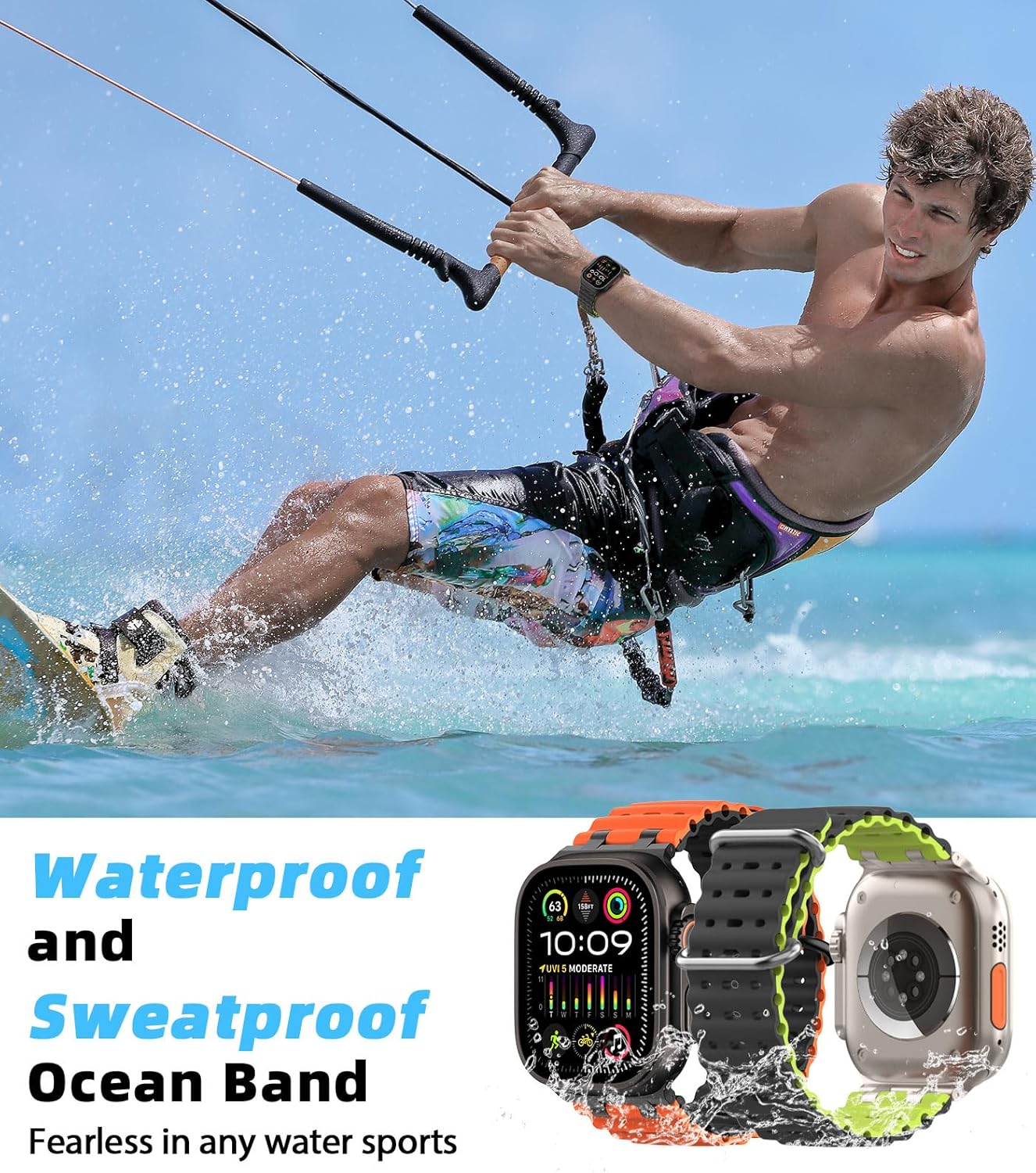 Thumbnail 4 de MoKo Ocean Band for Apple Watch Ultra 3/2/1 49mm and Various Series 44–46mm – Breathable Silicone with Metal Connector