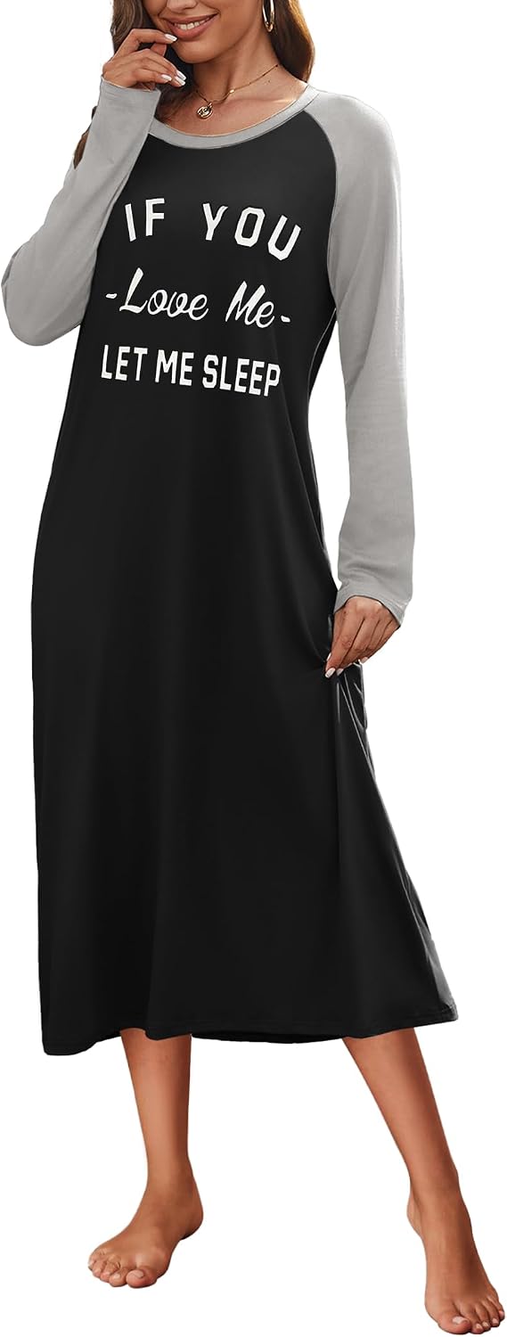 Ekouaer Camicia da Notte Donna Manica Lunga S-XXL