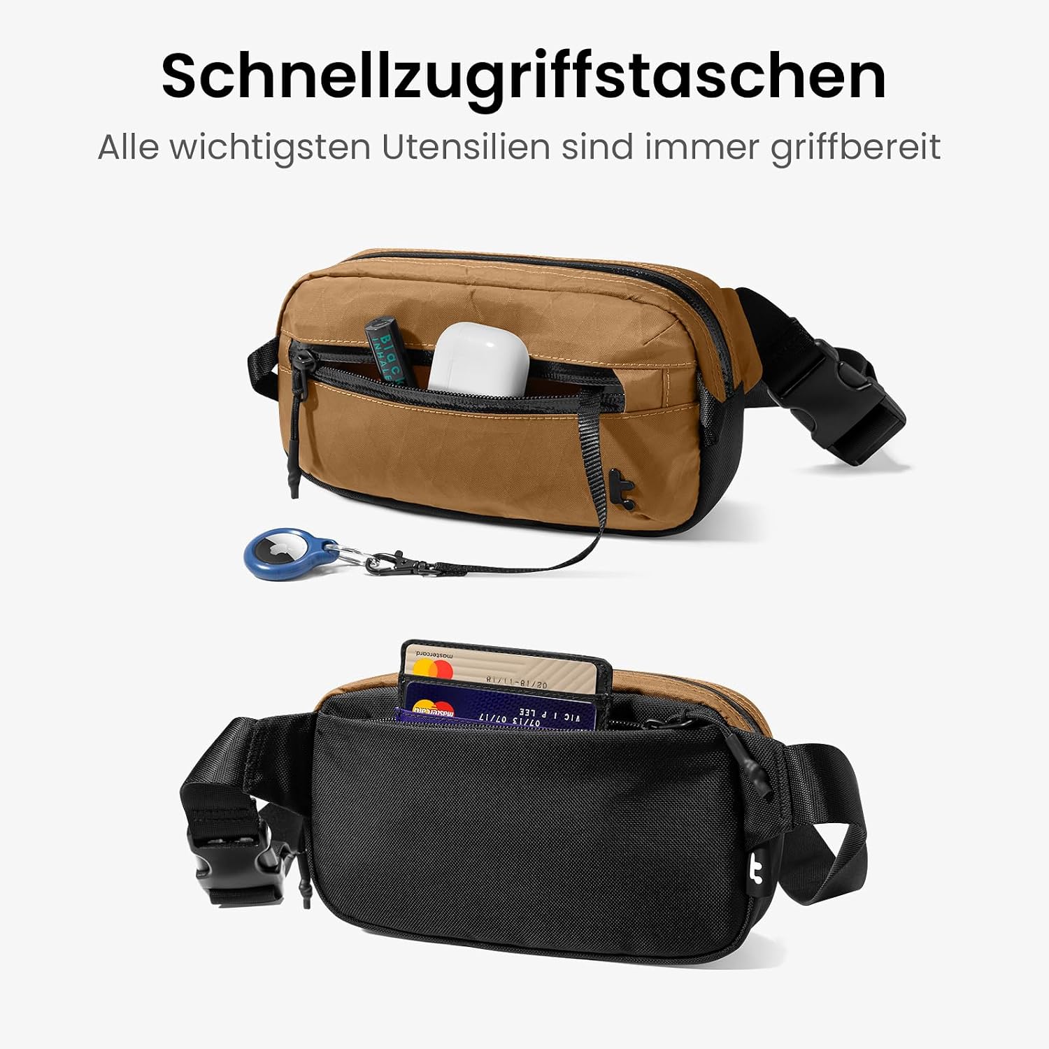 Detalle de tomtoc X-Pac Bauchtasche: RFID-Schutz, 1,5 Liter, vielseitig tragbar