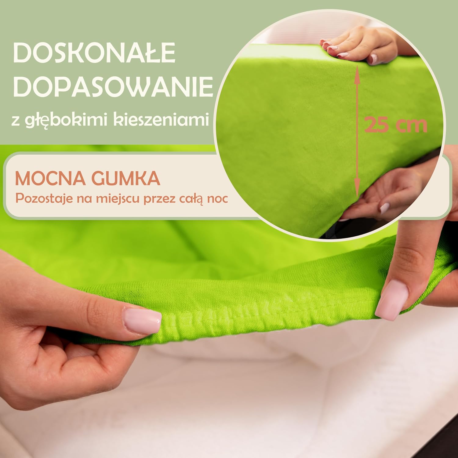 Detalle 2 de NatureMark mf_140_apfel prześcieradło z gumką 140 × 200 cm, mikrofibra, zielone jabłko