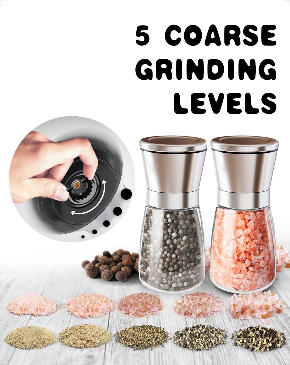Thumbnail 2 de Salt and Pepper Grinder Set Adjustable Coarseness