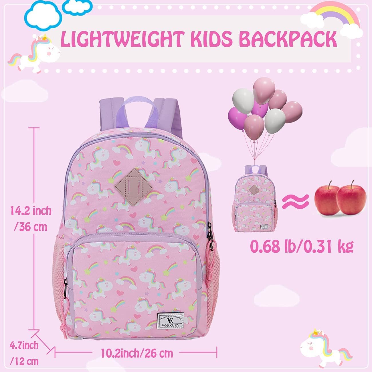 Thumbnail 2 de VX VONXURY Kids Backpack 12.3L – Lightweight, Water-Resistant Toddler School Bag with Chest Strap (Dinosaur or Unicorn)