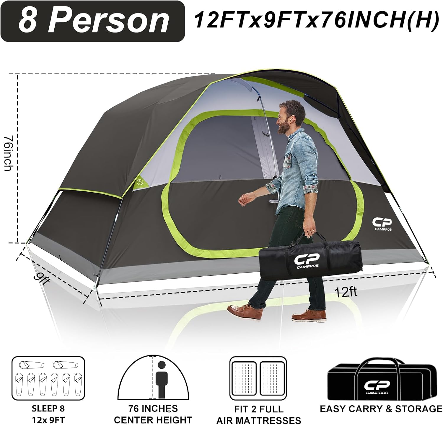 Detalle de CAMPROS Camping Tent, 6/8-Person