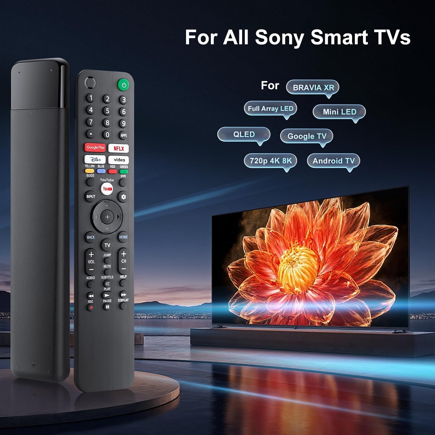Detalle 2 de Universal Remote Control for Sony Bravia XR Full Array TV – 5 Shortcut Buttons, No Setup Required