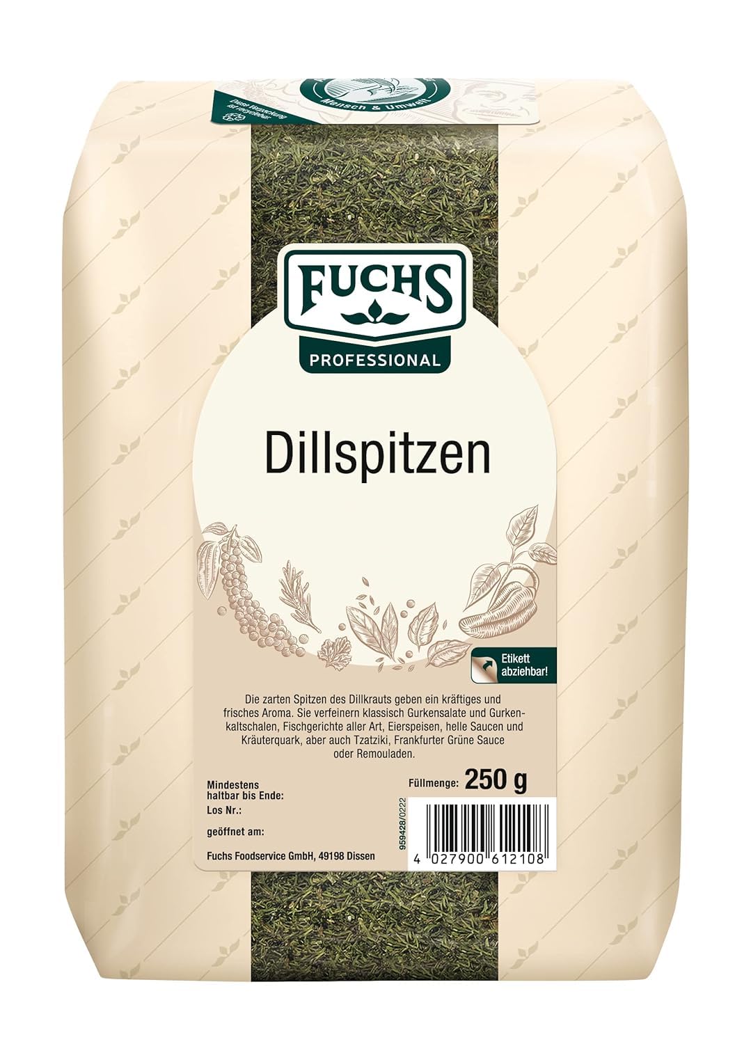 Detalle de Fuchs Professional Dillspitzen – Profi-Qualität für Großverbraucher (0,3 kg im recyclebaren Beutel)
