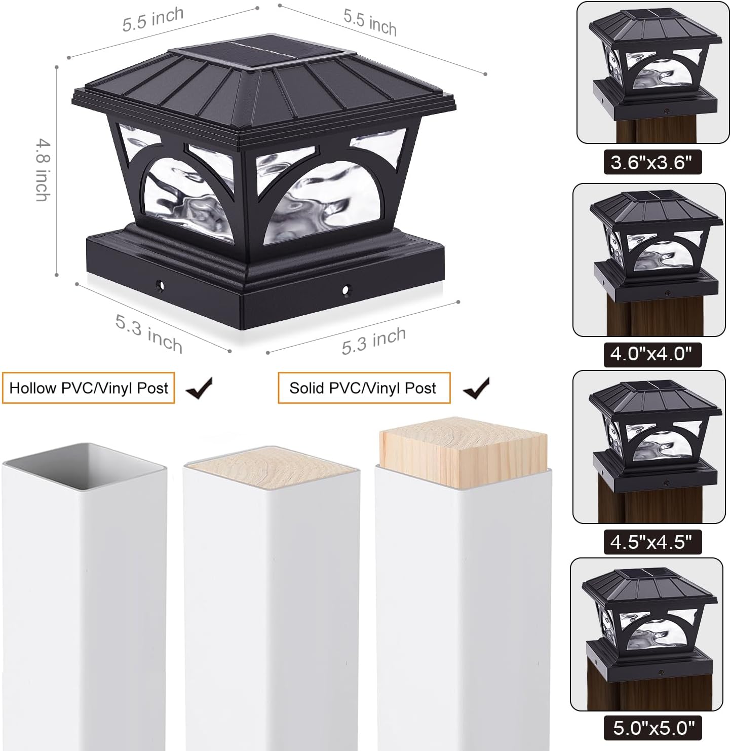 Detalle de AEYANZZ Solar Post Cap Lights 20 Lumens
