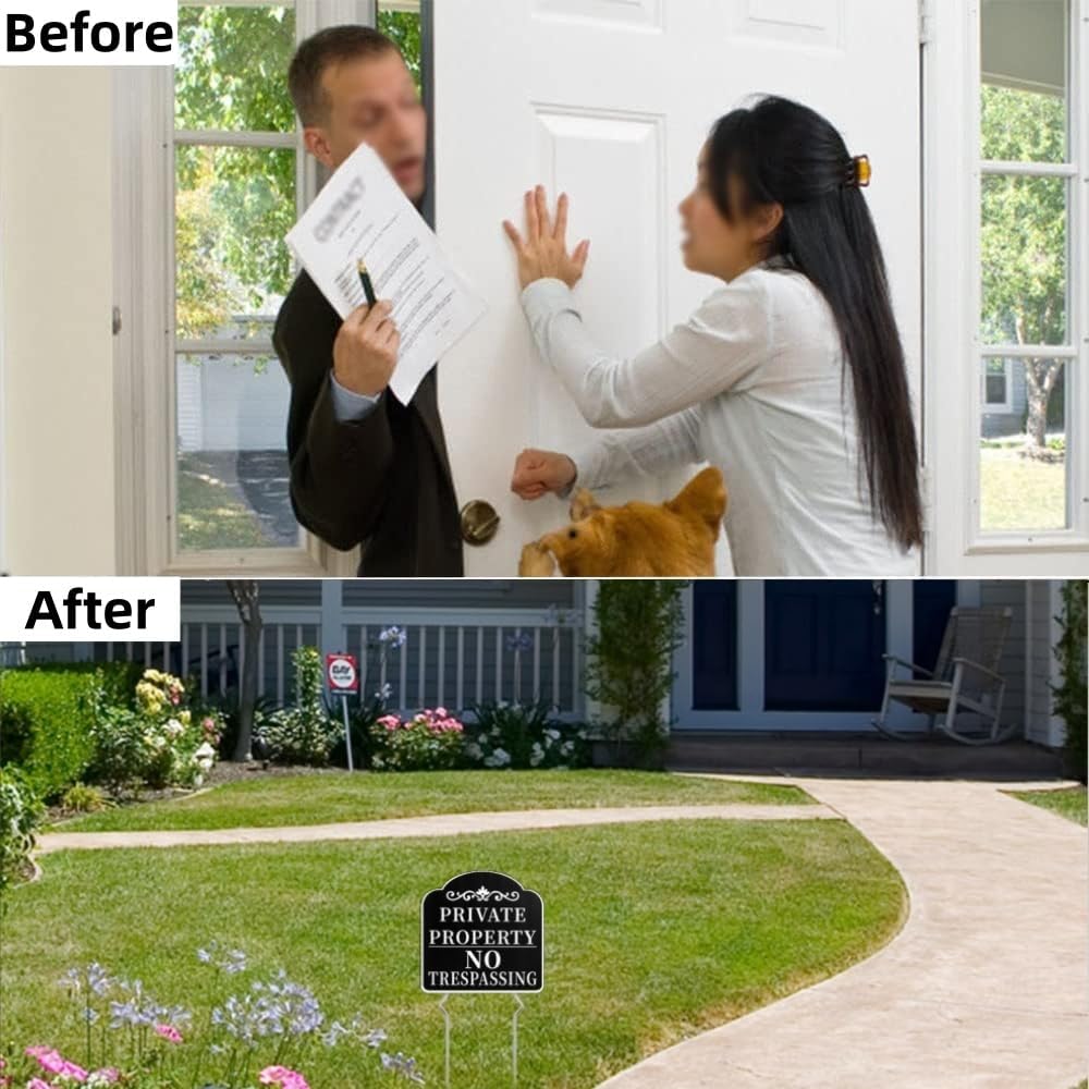 Thumbnail 5 de Kichwit Private Property Signs, Double-Sided Plastic Yard Signs with Metal Stakes, 2-Pack