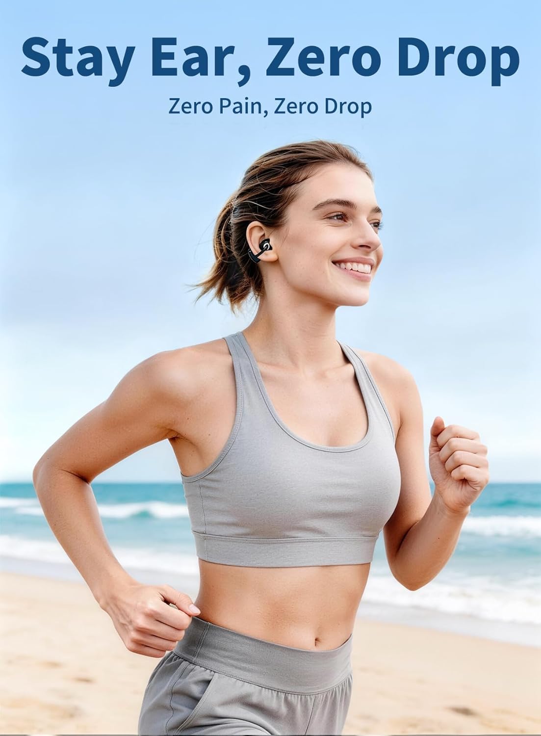 Detalle 2 de OHAYO Open Ear Earbuds: Clip-On Wireless Earphones with Smart Display
