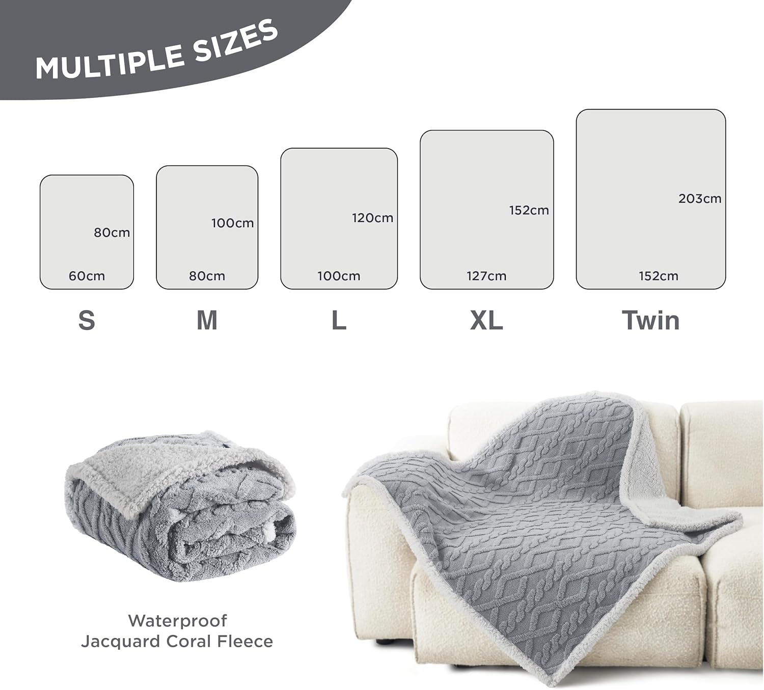 Thumbnail 3 de LE SURE Washable Dog Blanket Extra Large (152x203cm) – Waterproof, Reversible Throw for Dogs and Cats, Grey