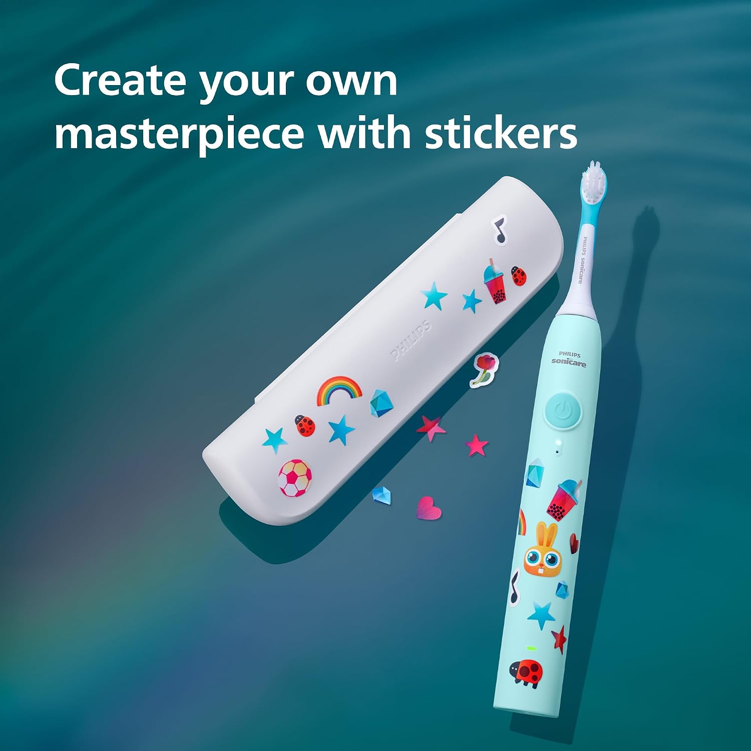 Detalle 2 de Philips Sonicare for Kids HX6500/23 Electric Toothbrush, 2 Modes, Teal