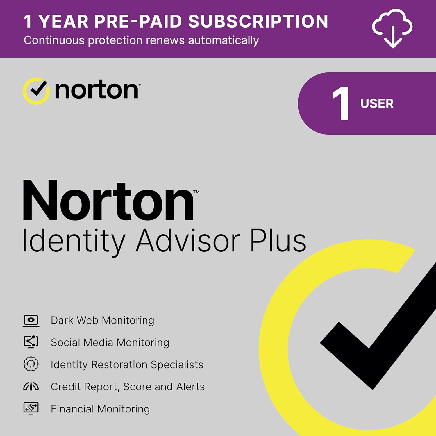 Detalle de Norton Identity Advisor Plus 2026 – 1-year subscription (automatic renewal) for 1 device and 1 user