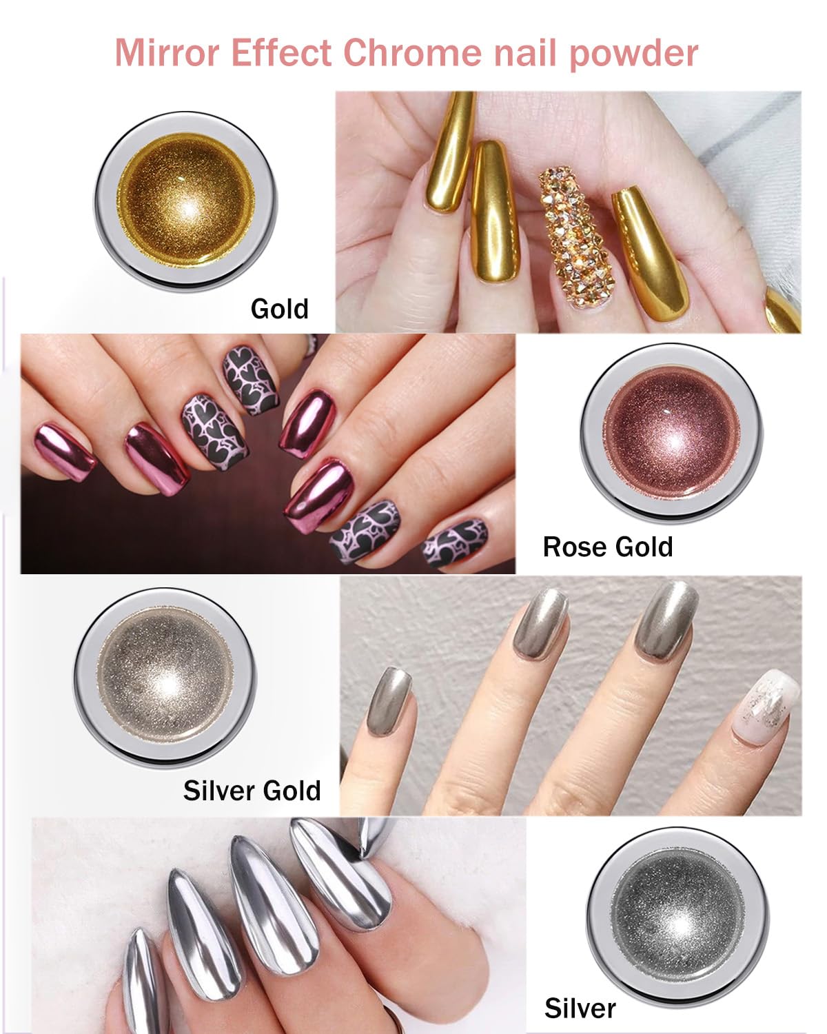 Detalle de Chrome Nail Powder für Spiegeleffekt
