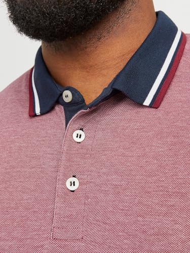 Detalle de Jack & Jones JJepaulos Polo Ss Noos Pls – Camiseta Polo Hombre, Rio Red, 5XL