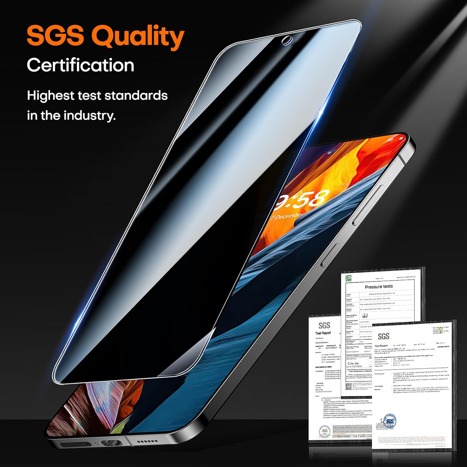 Detalle de LϟK 2 Pack Privacy Screen Protector for Samsung Galaxy S25 – Mil-Grade 9H Tempered Glass with Auto-Dusting Frame