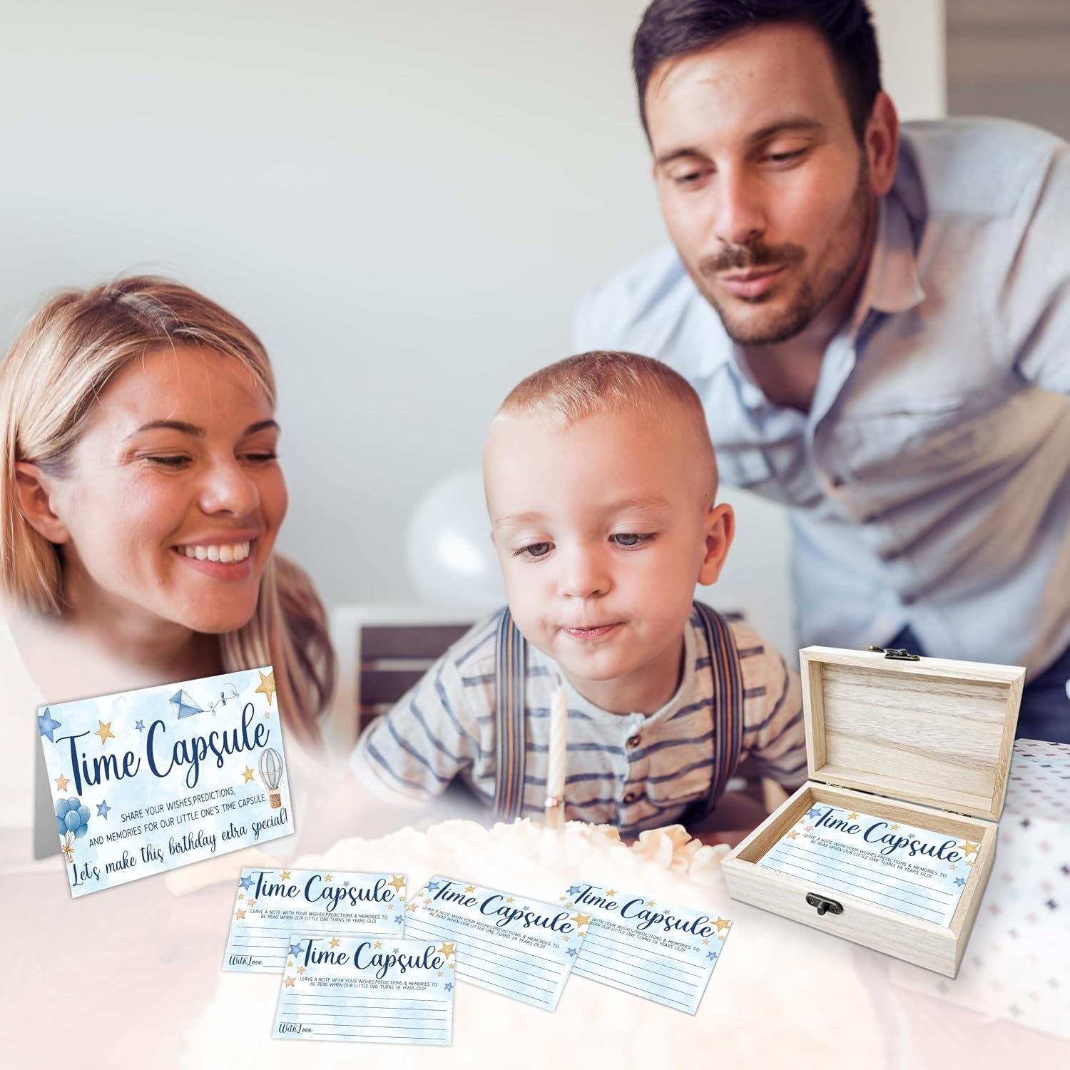 Detalle 2 de Baby Shower Keepsake Box with 50 Advice Cards