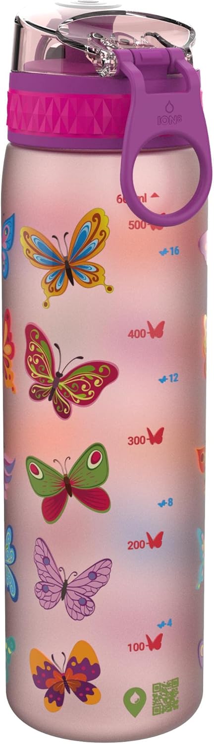 Detalle de Ion8 Gourde 500 ml – anti-fuite, facile à ouvrir, sans BPA, lavable au lave-vaisselle – motif papillon