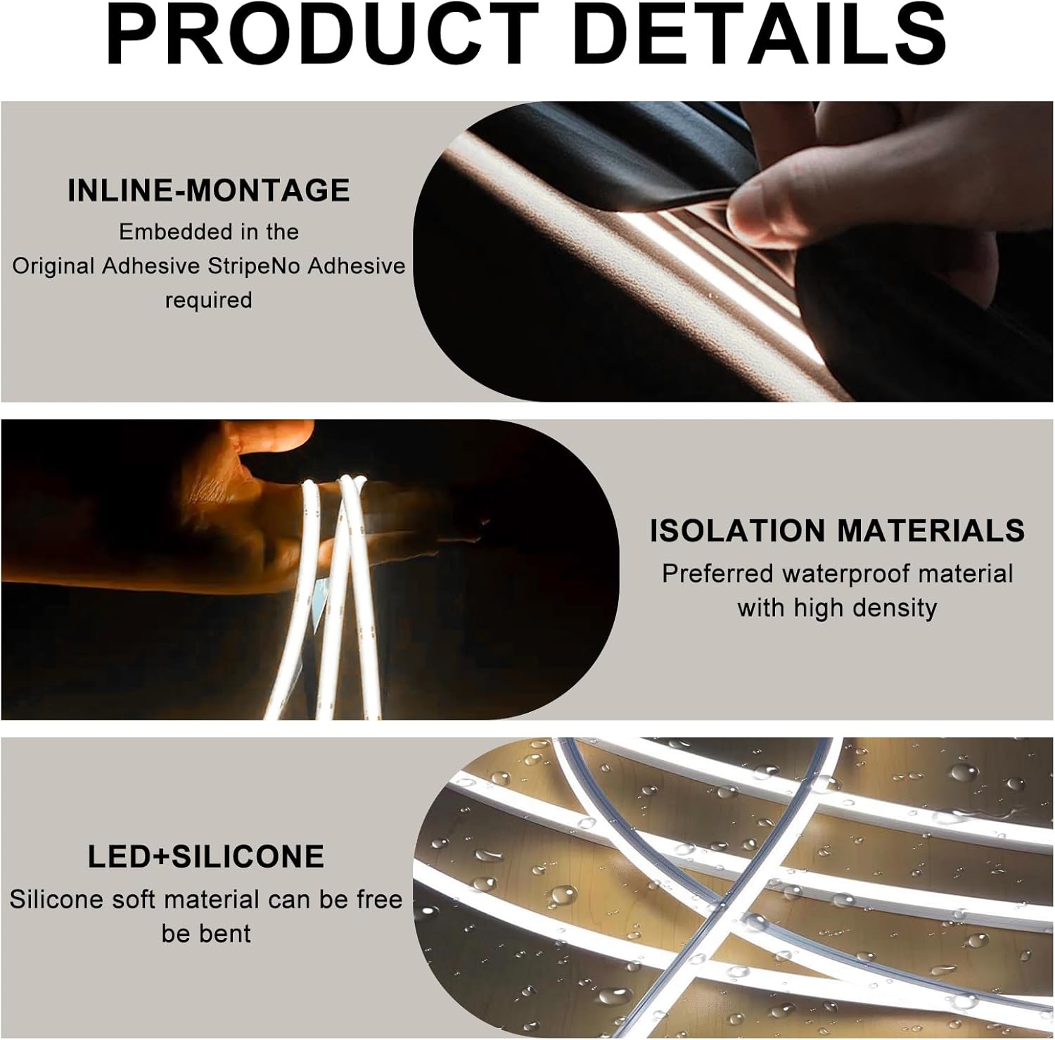 Detalle de Ceinture lumineuse LED de coffre – Bande ambiance 4 m pour éclairage intérieur automobile