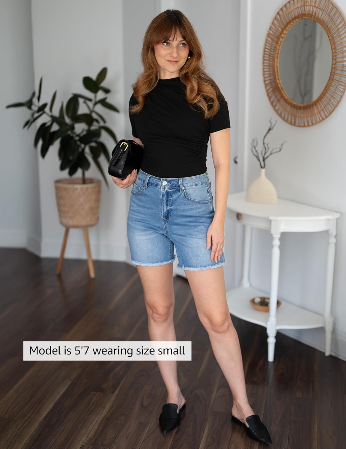 Thumbnail 3 de luvamia FleXclusive High-Waisted Stretch Jean Shorts for Women with Raw Hem