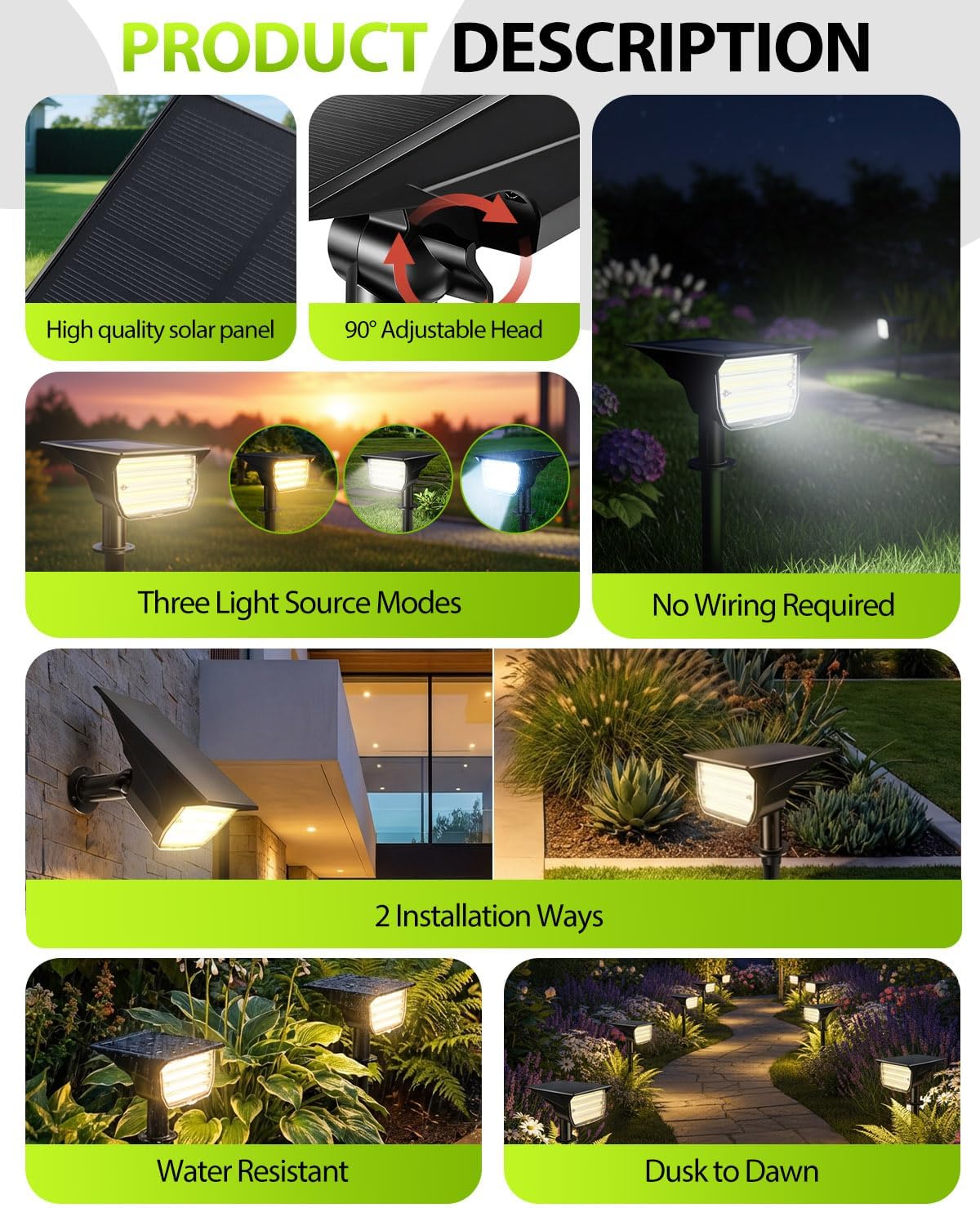 Thumbnail 1 de Maraiss 4 Pack Garden Lights Solar Powered with 28 LEDs