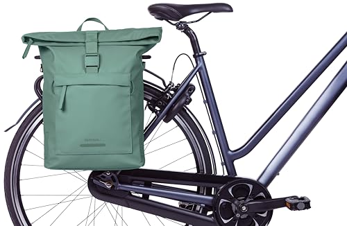 Detalle de Basil Brooklyn, sacoche de vélo 17 l avec compartiment ordinateur, verte