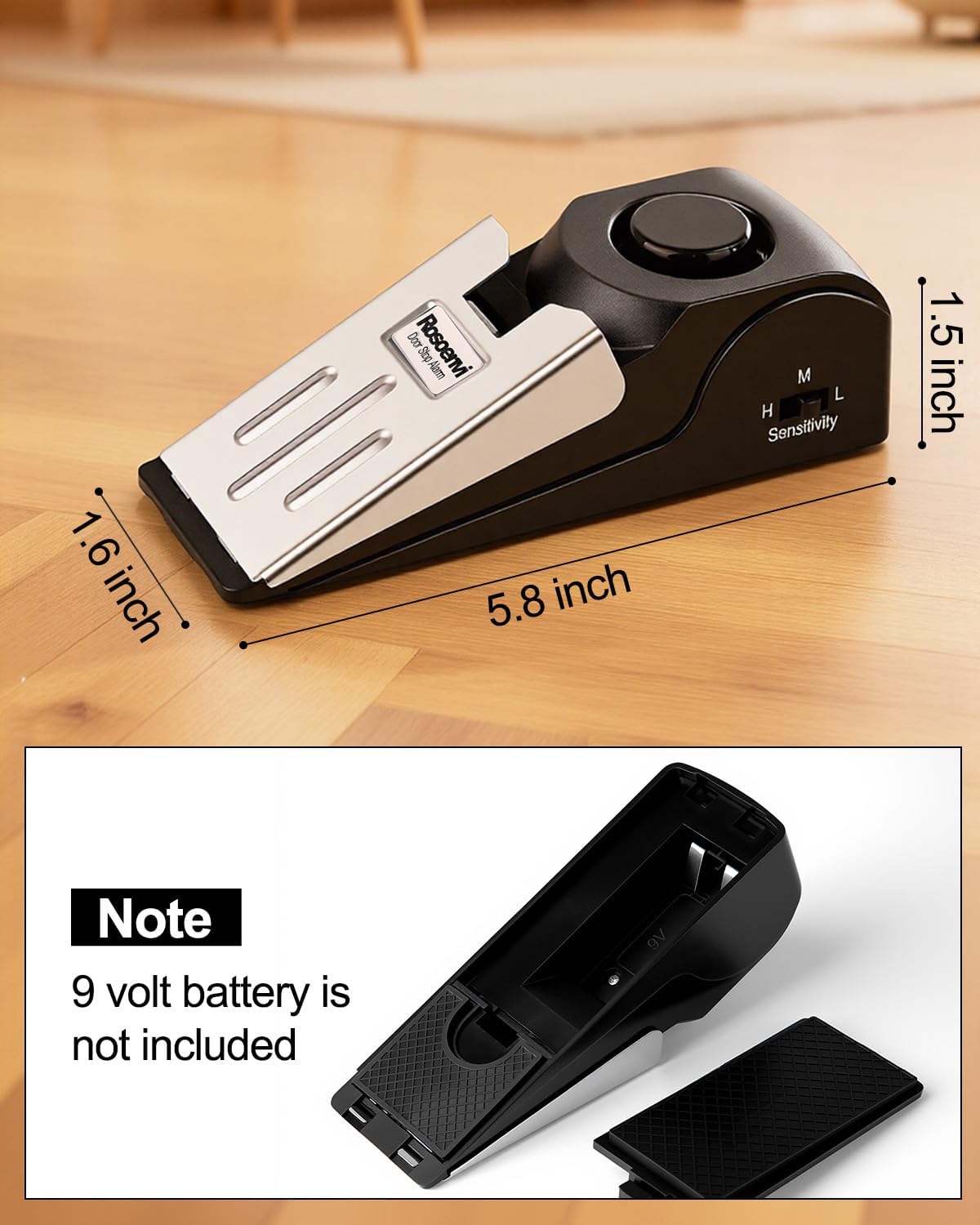 Thumbnail 6 de Rosoenvi 2-Pack Door Stop Alarms, Rubber Wedges with 120 dB Siren