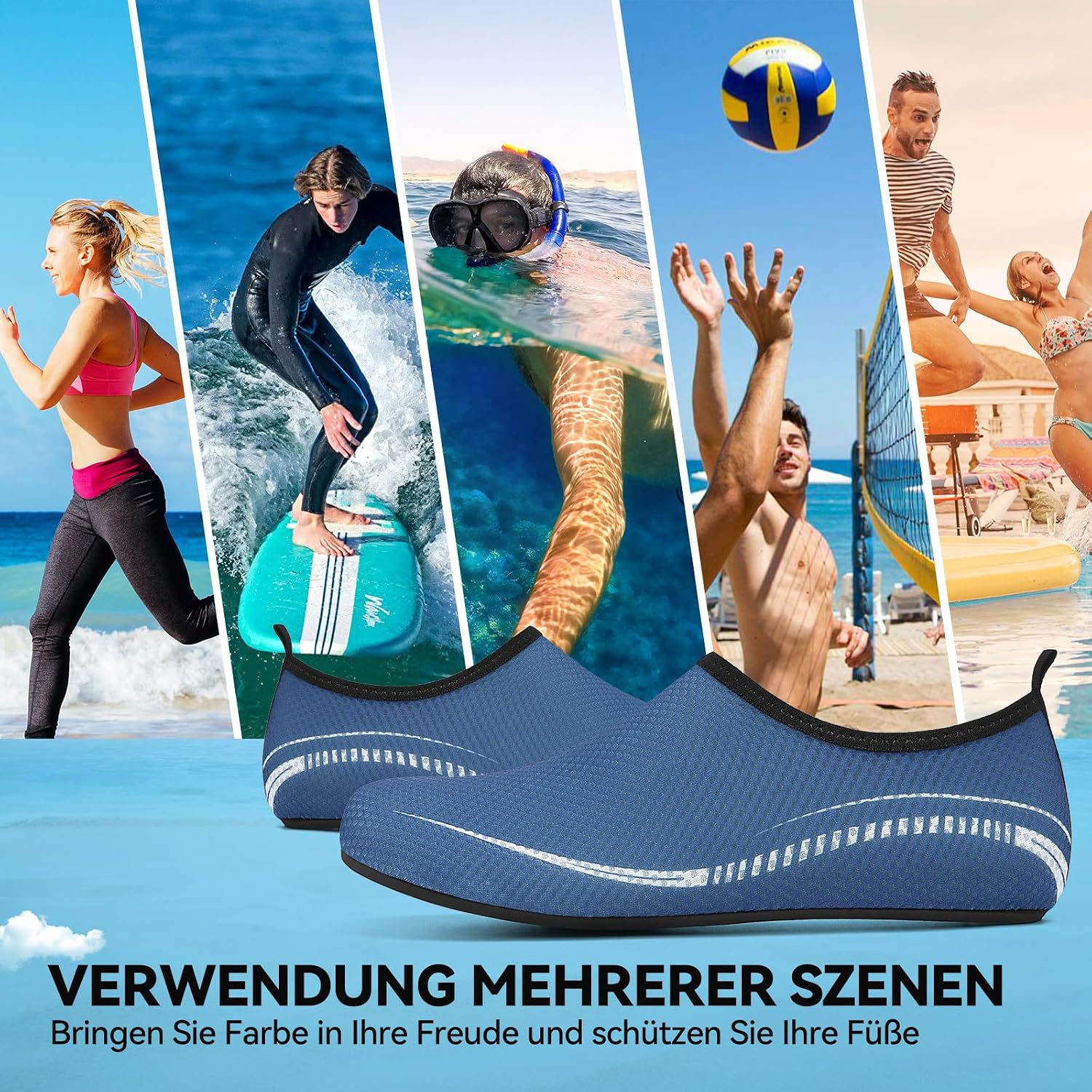 Detalle de BARFULKER Badeschuhe Wasserschuhe Unisex – Schnelltrocknend, rutschfeste Sohle, ideal für Strand, Pool und Wassersport