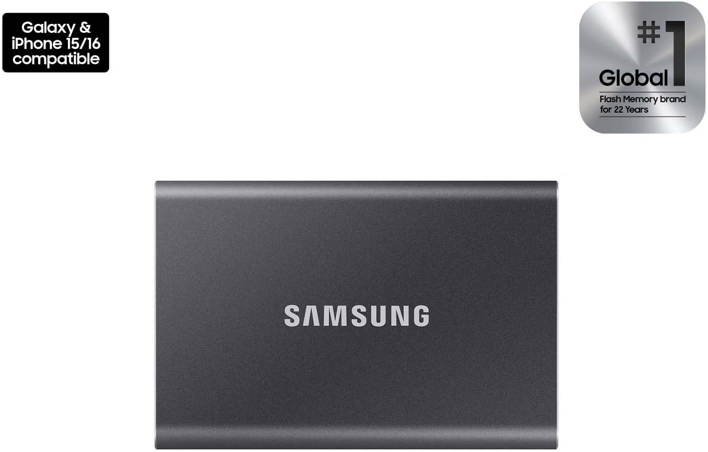Thumbnail 1 de Samsung T7 Portable SSD 1TB Titan Gray (USB 3.2 Gen 2) – Up to 1,050 MB/s