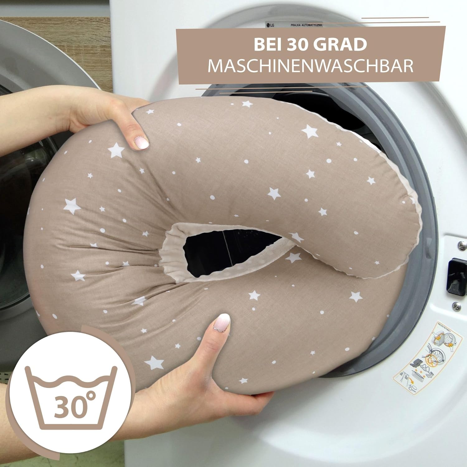 Thumbnail 2 de Totsy Baby Cuscino allattamento e gravidanza 130 cm in beige con stelle bianche