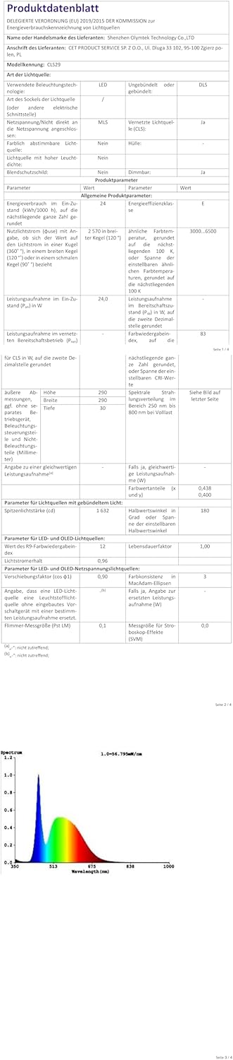 Thumbnail 6 de slochi LED Deckenleuchte 29 cm – 3 Farbtemperaturen, IP44, 24 W, 2400 lm, Schwarz