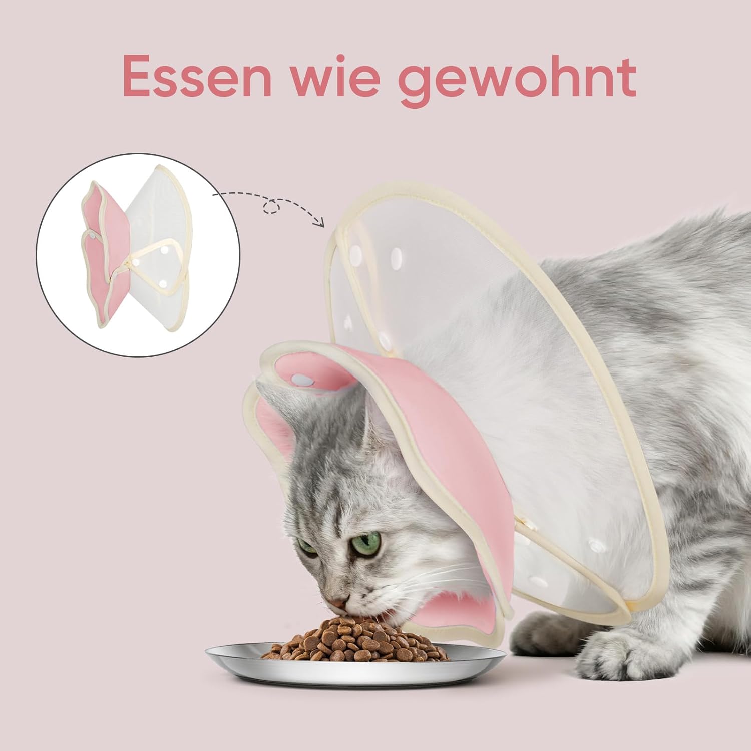 Thumbnail 1 de Supet weiche Halskrause Katze 2-in-1 wasserdicht (rosa, L) – als Alternative zur Halskrause für die Heilphase