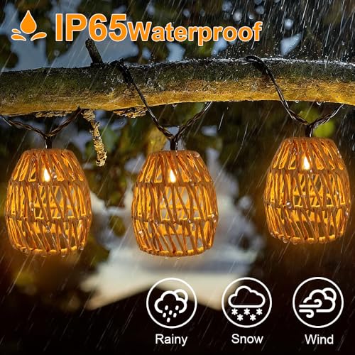 Detalle de Oneshlee 10 Stück LED Solar Lichterkette Außen – 3,6 m, IP65, Papierseil, warmweißes Licht